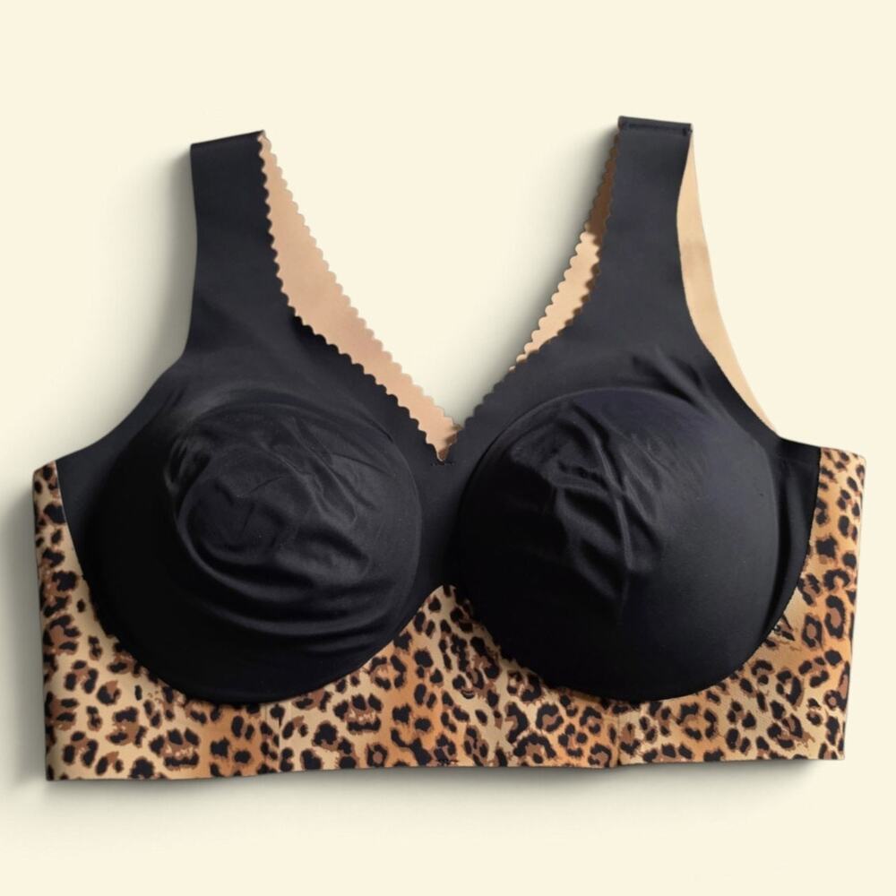Evelyn & Bobbie "The Evelyn Bra" Leopard Back Wireless Lift Bralette Size Large